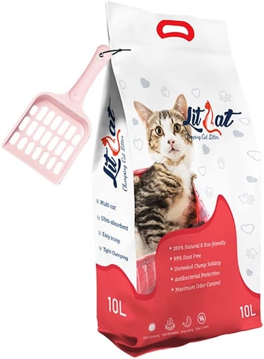 Lit. Ultra Clumping . Litter - Unscented, 10L - (With Free Scoop - Color may vary)