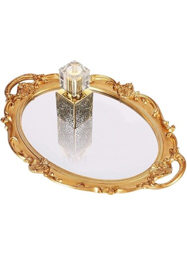Masroo Mirrored Tray - Decorative Mirror for Perfume Organizer &amp; Jewelry Display, Vanity &amp; Serving Tray, 25 * 37cm