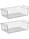 YumLock 2 Pcs Kitchen Under Shelf Storage Basket Large - Lightweight Metal Organizer Rack 40 X 26 X 14 cm (Silver)