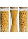 Airtight Glass Storage Canister with Bamboo Lid, Clear Food Storage Container Kitchen Pantry Storage Glass Canisters Jar Set for Flour Cereal Sugar Tea Coffee Beans Snacks Nuts Candy (3 Pack, 2200ml)