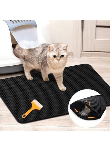 BREENHILL 60x45cm Cat Litter Mat for Cat Sand Litter Box Waterproof Easy Clean Double Layer Design Washable, Floor Protecter