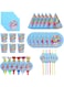 Goldedge Happy Birthday Print Design Paper Plate, Cups, Straws and Tissue 36-Piece Set