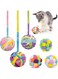 Aluchy Cat Toys Ball, Woolen Yarn Cat Toy Balls with Bell and Cat Fuzzy Balls, Interactive Cat Toys for Indoor Cats and Kittens, Cat Kitten Chew Toys, 6 Pack