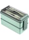 Bolivia's Bento Box, 1400ml Double Layer Square Portable Adult Lunch Box Containers, Durable Leak Proof Microwavable Sandwich Box, Leakproof Food Storage Set for School, Work, Picnic (Green)