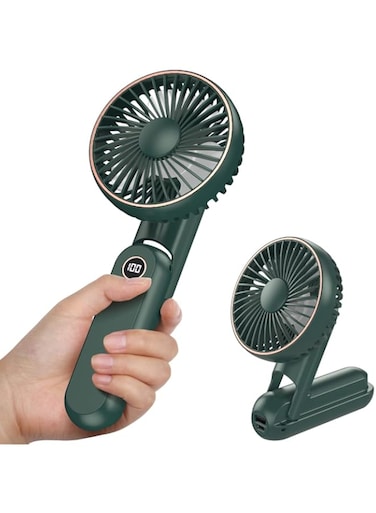 KOOPAO Handheld Portable Fan, USB Mini Hand held Personal Fans Rechargeable Battery Powered Hand held Fan with Base 2500mAh Battery 5 Modes (Green)