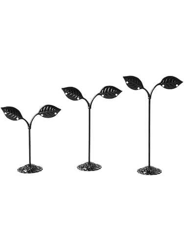 SYOSI Black Earring Holder, , Detachable Metal Earring Display Stand, Storage Rack for Photography Jewelry Props Show Retail Store Display 3 Pcs, Leaf Shape