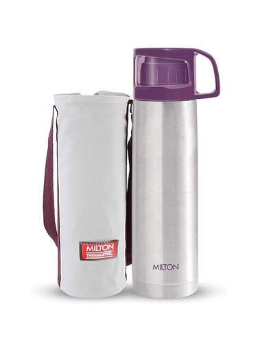 MILTON Thermosteel Glassy 1000 (Drinking Cup Lid) With Cover (Pink)