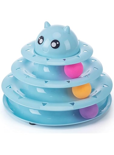 Mumoo Bear Cat Toy Roller 3-Level Turntable Cat Toys Balls with Three Colorful Balls Interactive Kitten Fun Mental Physical Exercise Puzzle Kitten Toys