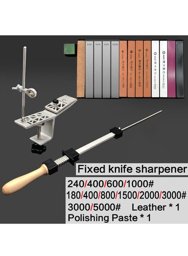 Knife Sharpener System, Precise Angle Adjustment 360&Acirc;&deg; Flipping Design Pro Stainless Steel Knife Sharpeners Set, Fine Grinding Chef Knife Sharpening Kit with 13 Thickened Whetstones with Bases