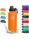 HYDRO HYPE Stainless Steel Water Bottle 1L,Double Wall Flask 32Oz,Thermos for Sports,Gym,Kids School,Home,Office,Vacuum Insulated,Water Bottle Combo 1 Silicon Finger Stretch Trainer(Tangy Orange)