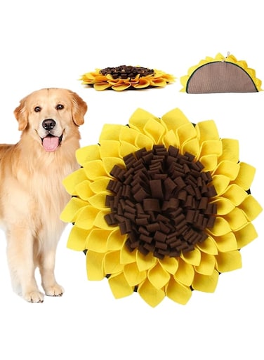 Pets on Safari Snuffle Mat for Dogs, Sniffing Pad for Slow Feeding, Puppy Cat Interactive Puzzle Toys for Smell Training, Indoor Foraging Mat for Stress Relief, Yellow (S)