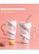 Set w/Lid, Metal Straw - Ceramic Mug with Integrated Tea Bag Rest - Best Friend Coffee Tumbler with Lid and Straw - Reusable Coffee Cup (Unicorn)