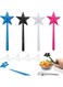 Rayyan Star Shaped Salt and Pepper Shakers, Pentagram Shape Fairy Wand Three Holes Salt Dispenser, Refillable Removable Light One Hand Operation Kitchen Accessories(Pack of 4, Black, White, Blue, Rose