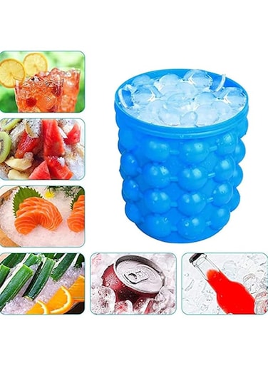WHG Oneway Ice Cube Mold Ice Trays, Large Silicone Ice Bucket,Ice Cube Maker, Round,Portable,For Frozen Whiskey, Cocktail, Beverages (Dark blue)
