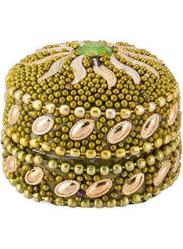 AKDC Metal Jewelry Box Small 3Cm X 3Cm X 3Cm Green And Golden