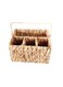 Wicker Flatware Organizer, Hand Woven Water Hyacinth Cutlery Holder for Countertop with Handle, 1 Pack.