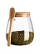 Bamboo wood lid with spoon kitchen storage jar grain moisture-proof sealed jar transparent borosilicate glass storage jar