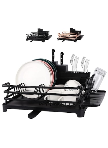 TYCOM Dish Rack - Drying Stand Dish Rack- Dish Rack Kitchen Organizer -Dish Rack With Tableware Cutting Board Rack, Dish Rack Drainer Board Rack, 1-Layer Dish Racks For Home Kitchen (BLACK)&hellip;
