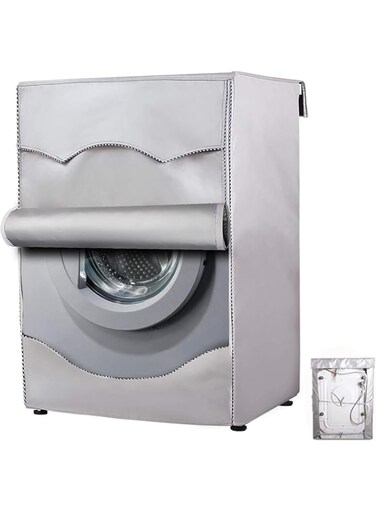 Silver Coating Oxford Cloth Full-automatic Roller Washing Machine Washer Dryer Cover Waterproof Sun-resistant Dust Cover- XL (60-85 CM)