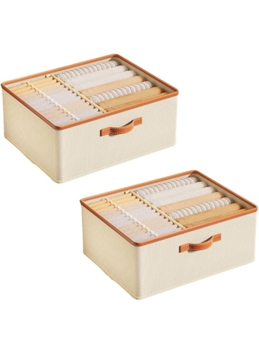 ANTOLE 2 Pack Wardrobe Clothes Organizer,2 Pack Drawer Organizers and Storage,Underwear, Jeans, T-Shirt Organizer,Washable Drawer Box for Clothing, T-Shirt, Pants, Sweaters &amp; Books