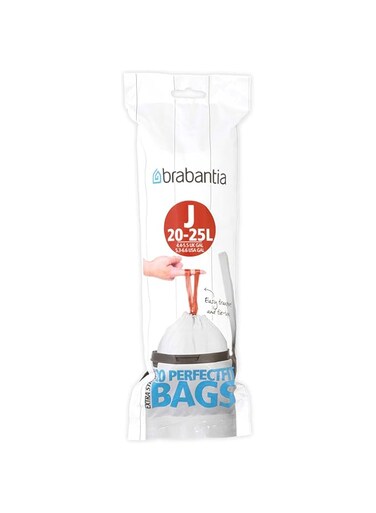 Brabantia PerfectFit Trash Bags, Size J, White