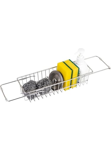 TERRIFI Adjustable Sink Storage Rack Holder, Sponge Holder for Kitchen, Rust Proof Water Proof, No Drilling, Expandable11.8'' to 18.9'', Suitable for Soap, Shampoo, Shower Caddy Shelf