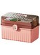 MJRlrifa Large Medicine Medical Kit, Family Emergency Medical Travel Kit, 3 Layers Folding Plastic Storage Box with Clear, Locking Lid Organiser Portable Handheld Medical Kit (Pink)
