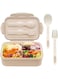 MAIYIDACK Bento Lunch Box with 3 Compartments, 1400ml Capacity, Reusable Utensils, Leakproof and Microwave Safe (Khaki)
