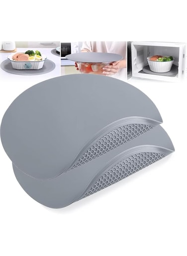 2 PCS Hot Pads for Kitchen, Silicone Trivets Microwave Mat, 12&quot; x 12&quot; Heat Resistant Kitchen Multifunctional Mat, Drying Mat, Utensil Rest, Splatter Guard, for Kitchen Counter, Pot Holder, Hot Dishes