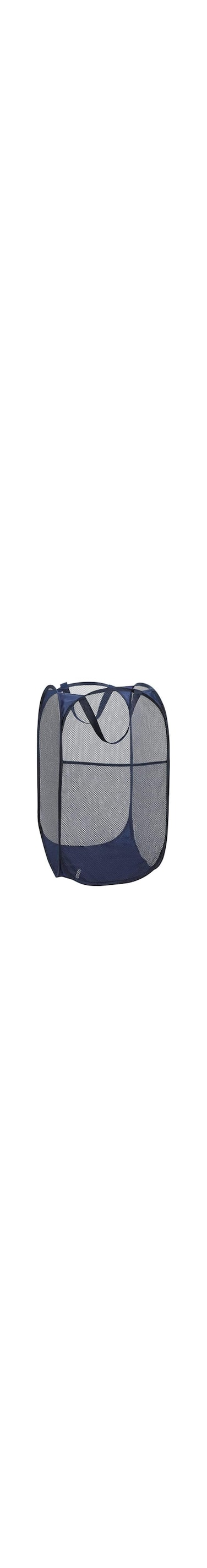ORiTi Mesh Pop-up Laundry Hamper, Collapsible Laundry Basket with Durable Handles&amp;Side Pocket High Carbon Steel Frame, Foldable Pop-Up Laundry Bags for Home College Dorm or Travel Storage(Blue)