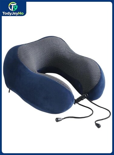 Travel Accessories &amp; Travel Essentials for Airplane Upgraded 100% Pure Memory Foam Travel Neck Pillow for Flight Headrest Sleep, Portable Plane Necessities