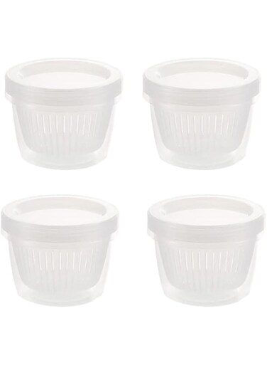 Joyzzz Onion Storage Containers, Tomato Saver Preservation Box with Threaded Seal Lid Strainer, Double Layer Bowl for Food Fruit Fresh Kitchen Organizer Ingredients Divided Ginger Garlic