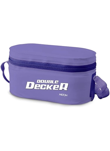 MILTON Softline Double Decker Lunch Box, Set of 3, (450 ml, 280 ml, 280 ml), Purple   Leak Proof   Microwave Safe   Odour Proof   Light Weight   Easy to Carry   Food Grade