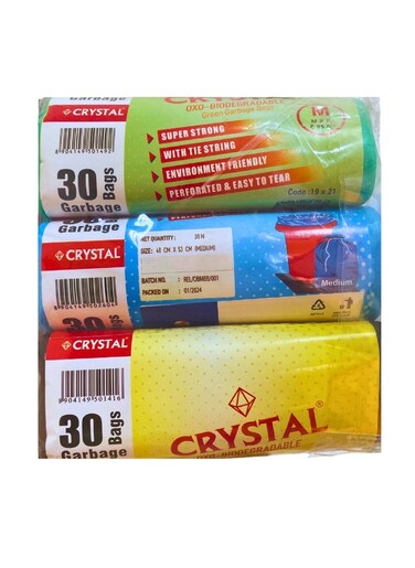 Oxo-Biodegradable Trash Bags, 48x53 cms, Medium size, Pack of 3x30 pieces