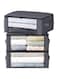 3 Pack Clothes Storage, Foldable Thick Fabric Blanket Storage Bags, with Large Clear Window Sturdy Handles, for Organizing Bedroom, Closet, Clothing, Comforter, Organization and Storage (Gray)