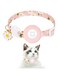 LCLALAY Airtag Cat Collar, Breakaway Kitten Collar with Silicone Airtag Holder, Bells, and Flower Charm for Girl Cats, Boy Cats, and Small Dogs (Pink)