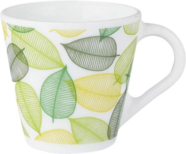 Larah by Borosil Noma Design Opalware Mugs, Set of 6, 280 ml, Microwave Safe Noma White