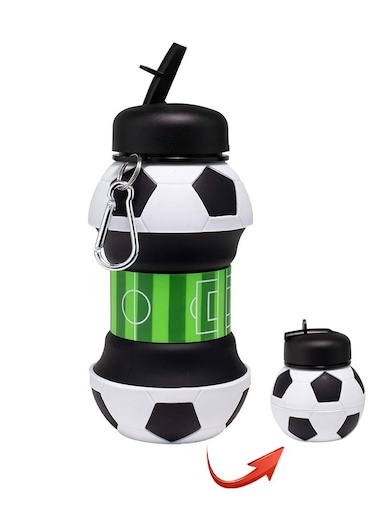 Life Silicone Collapsible Water Bottles, 19oz Water Bottles, Foldable Toddler Water Bottle Soccer Style with Trophy and Gift Box, Water Jug for School, Toys Gift for Kid Travel Accessories