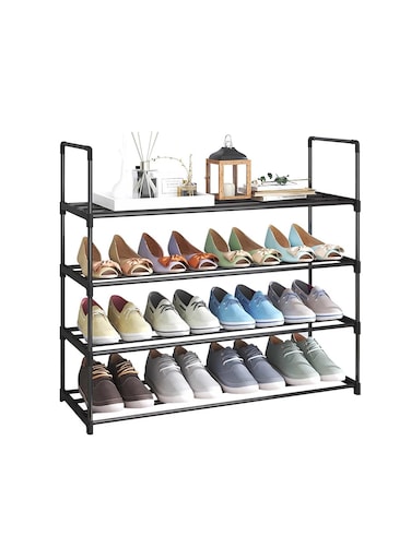 Metal Shoe Rack,4-Tier Shoe Cabinets Organizer Storage Shelves,Shoe Rack Cabinet Stackable Tower,Space Saving Organizer Shoe Shelf Durable Holds 20 Pairs,Shoe Rack for Closet Entryway