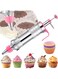Decorating Syringe Set, Frosting Piping Kit Stainless Steels Cake Decorating Kit with 6 Piping Tips &amp; 9 silicone cupcakes, Cupcake Decorating Kit Piping Bags and Tips Set