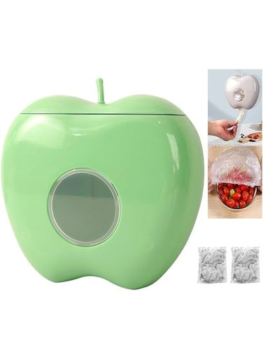 Tazweeq Thickened Cling Film Sleeve Storage Box, Multifunctional Wall Mounted Kitchen Organizer, Plastic Food Storage Bag Organizer, Apple Shaped Wall-Mounted Plastic Wrap Storage Box dispenser