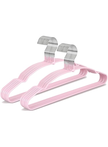 TOPIA HANGER Non Slip Hanger, Adult Space Saving Metal &amp; Rubber Coating Clothes Hangers, Laundry Metal Hangers, Pink Shirt Hangers 20 Pack, CT12P