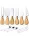 BILLIOTEAM 12 PCS Charcuterie Knife Set Cheese Knives Set,6 PCS Stainless Steel Cheese Slicer Cutter Knives with bamboo handle,6 PCS Stainless Steel Forks and Spoons for Home Kitchen Serving