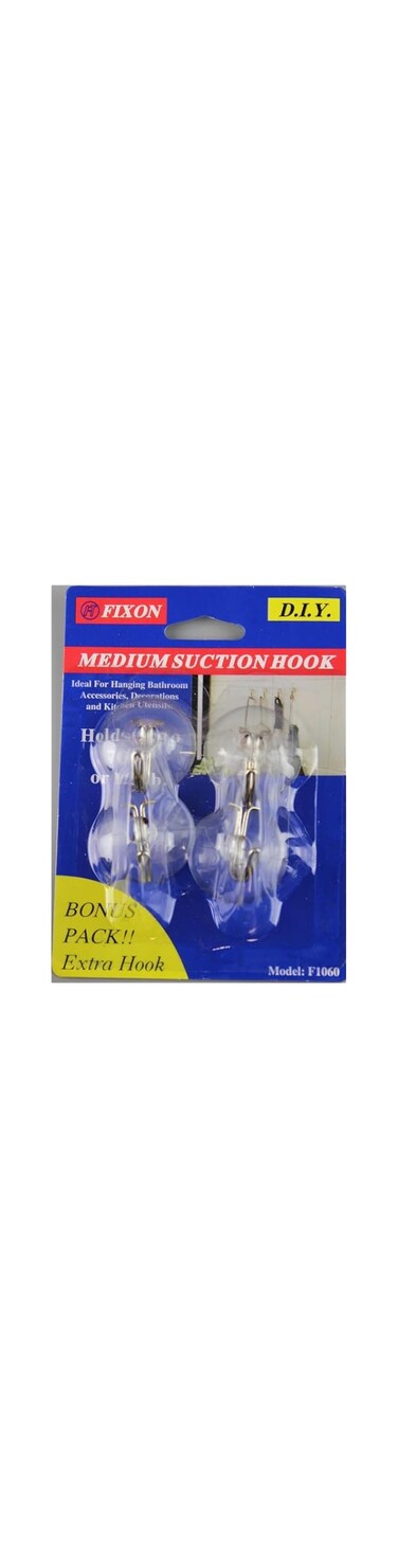 Fixon Metal Suction Hook, 4-Pieces, 35 mm Size