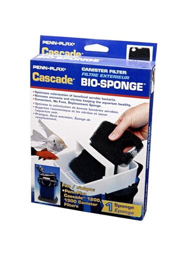 Penn-Plax Cascade 1200/1500 GPH Canister Filter Aquarium Bio Sponge Replacement; 1 Pack