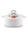 5000ml Stainless Steel Insulated Hotpot Casserole Diamond White with Floral Lid Design, Thermal Food Warmer Serving Container for Hot and Cold Meals