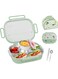 SLEEPHEAD&reg;Bento Box For Kids &amp; Adults, Stainless Steel Lunch Box With 5-Compartment, Insulated Lunch Bag, Soup Bowl, Spoon &amp; Chopsticks. Microwave Save, Leak-Proof, BPA-Free, Dishwasher Save.(GREEN)