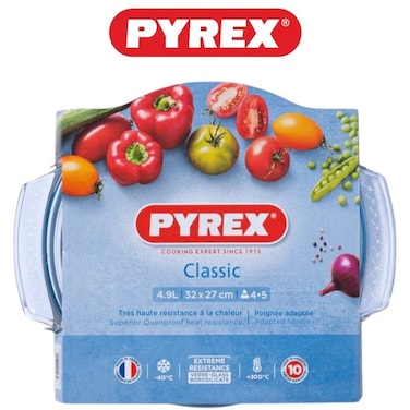 Pyrex Essential Casserole Round 4.9L - Durable Borosilicate Glass for Versatile Cooking and Serving