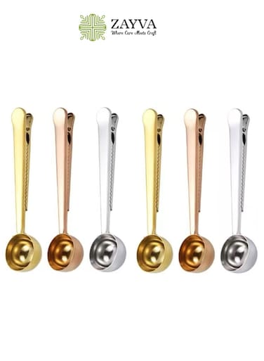 6-Piece Coffee Accessories Set: 2-in-1 Stainless Steel Measuring Spoon with Sealing Clips, Long Handle Coffee Spoon &amp; Bag Clips for Coffee, Tea, Milk Powder, Oatmeal