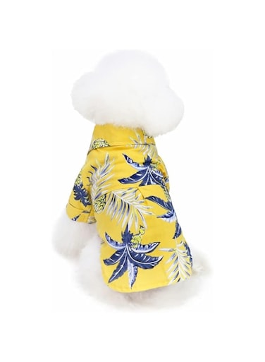 Dog Shirt Clothes Hawaii Casual Shirt Coconut Tree Shirts Cool Summer Seabeach Tank Top Vest for Small Dog Puppy Cat (Yellow, L)